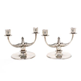 A pair of two-arm silver candelabrum - Grann & Laglye