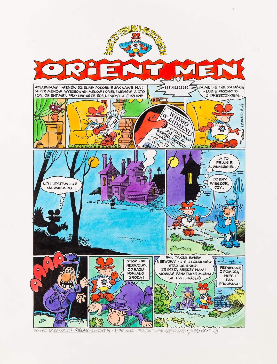 "Orient Men, śmieszy, tumani, przestrasza", comic splash no. 1 by Tadeusz Baranowski, 1976