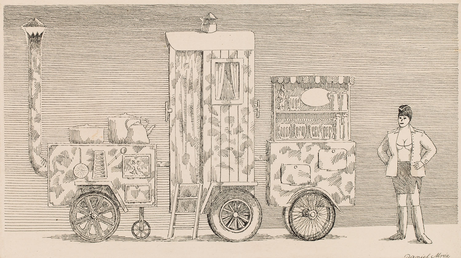 Artwork by Daniel Mróz, Untitled - project of an illustration, Made of ink/cardboard