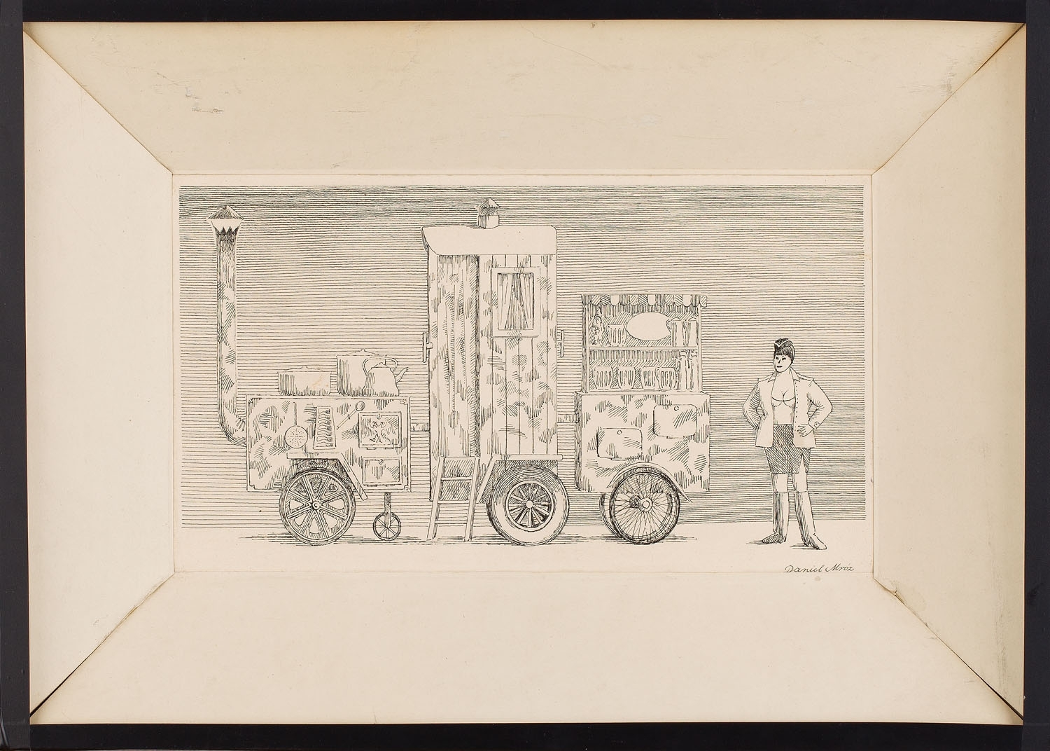 Artwork by Daniel Mróz, Untitled - project of an illustration, Made of ink/cardboard