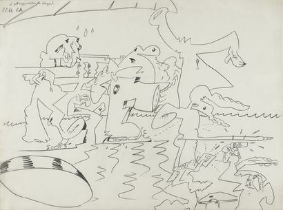 PATTINAGGIO ARTISTICO ALLE OLYMPIADI by Valerio Adami, 1964