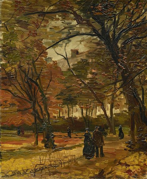 Vincent Van Gogh | PEOPLE STROLLING IN A PARK IN PARIS (1886) | MutualArt