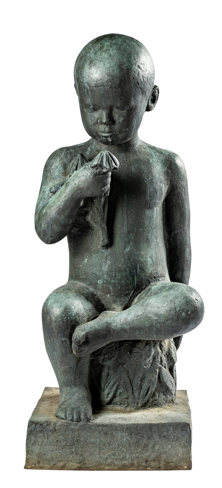 Artwork by Sigri Welhaven, Sittende gut, Made of Bronze
