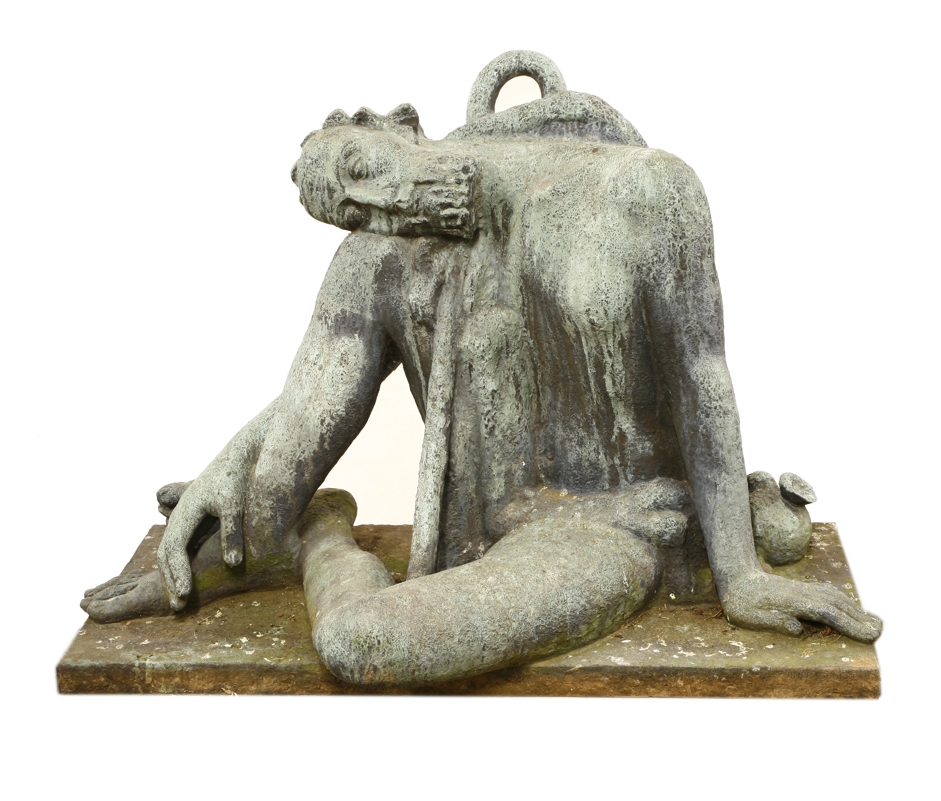 Artwork by Jindřich Soukup, SLEEPING SHEPHERD, Made of Bronze, grey and green patination