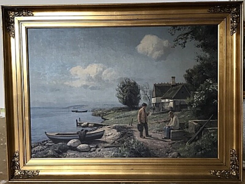 Artwork by Niels Walseth, Scenery with fishermen, Made of Oil on canvas