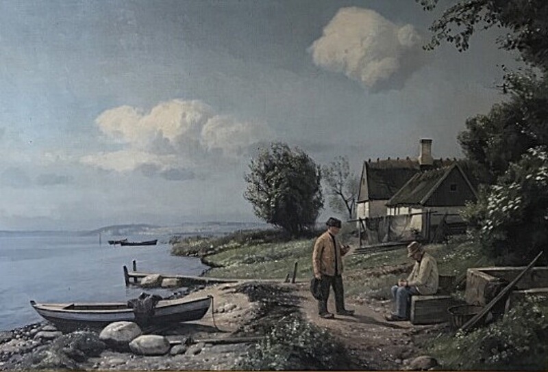 Artwork by Niels Walseth, Scenery with fishermen, Made of Oil on canvas
