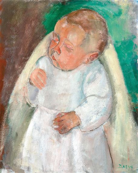 Sleeping baby by Hippolyte Daeye, 1925