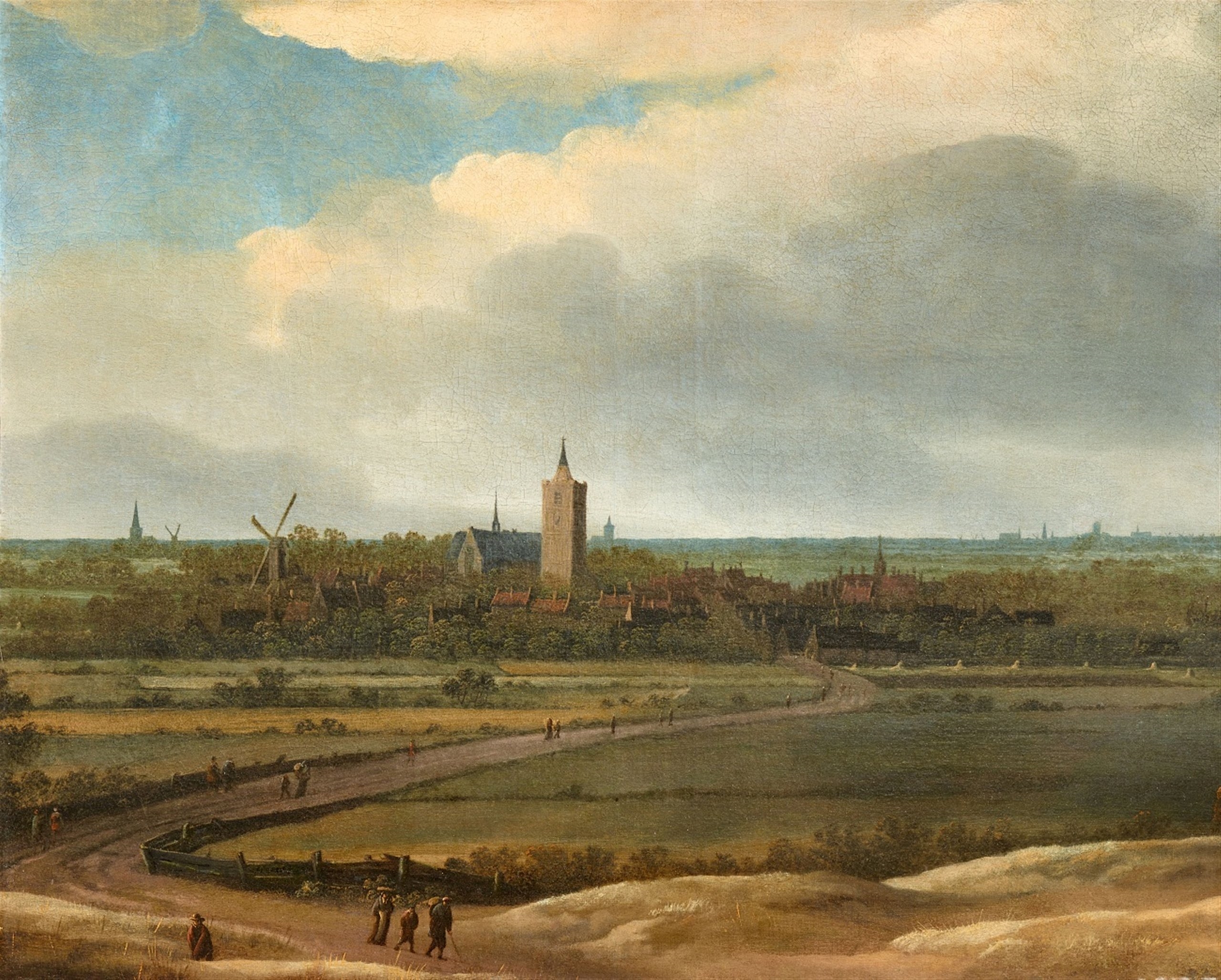 Artwork by Anthonie Jansz. van der Croos,  Panoramic Landscape with a View of Leiden in the Distance, Made of Oil on canvas
