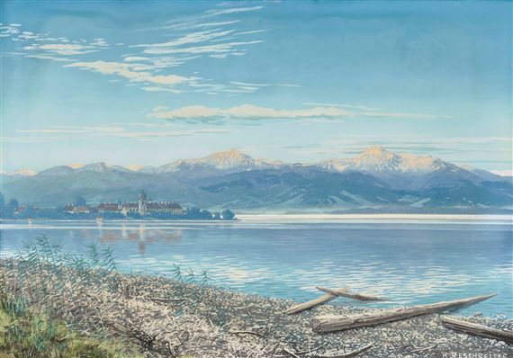 Lake Chiemsee with View of the Fraueninsel by Rudolf Reschreiter