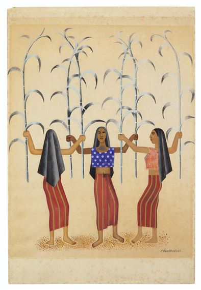 Women in Sugarcane Field by Miguel Covarrubias, Executed circa 1940