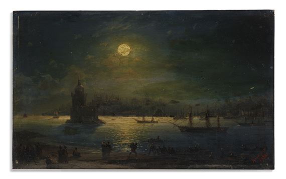 View of the Bosphorus Strait with the Hagia Sophia and the Maiden's Tower by Ivan Aivazovsky, 1884