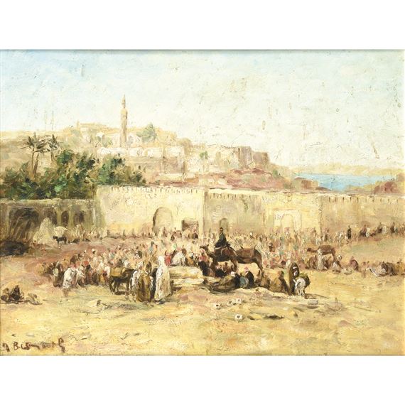 MARCHÉ DEVANT LES REMPARTS AU CAIRE by Maurice Bismouth