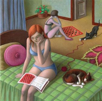 Amy Crehore: Bathers Buckers And Cats - La Luz de Jesus Gallery