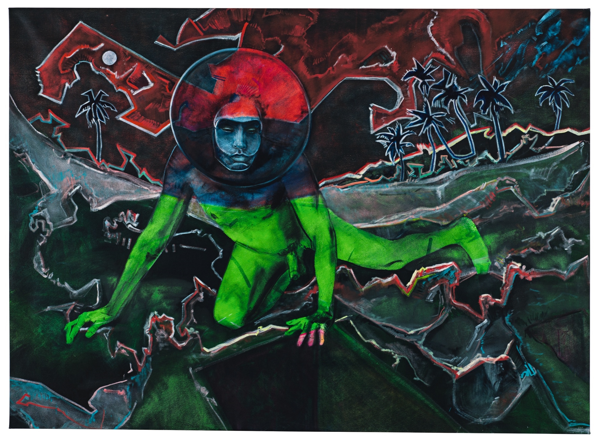 Artwork by Cy Gavin, MARSDEN CEMETERY AT TUCKER'S POINT, Made of oil on denim