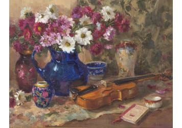 Carlene Reeves | Still life with violin | MutualArt