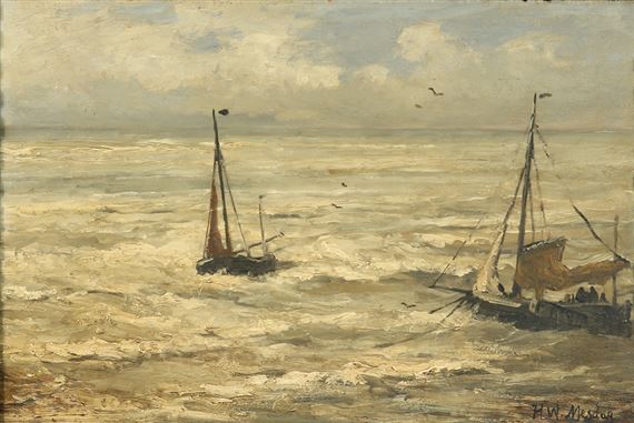 Fishing Boats in a Rough Sea by Hendrik Willem Mesdag