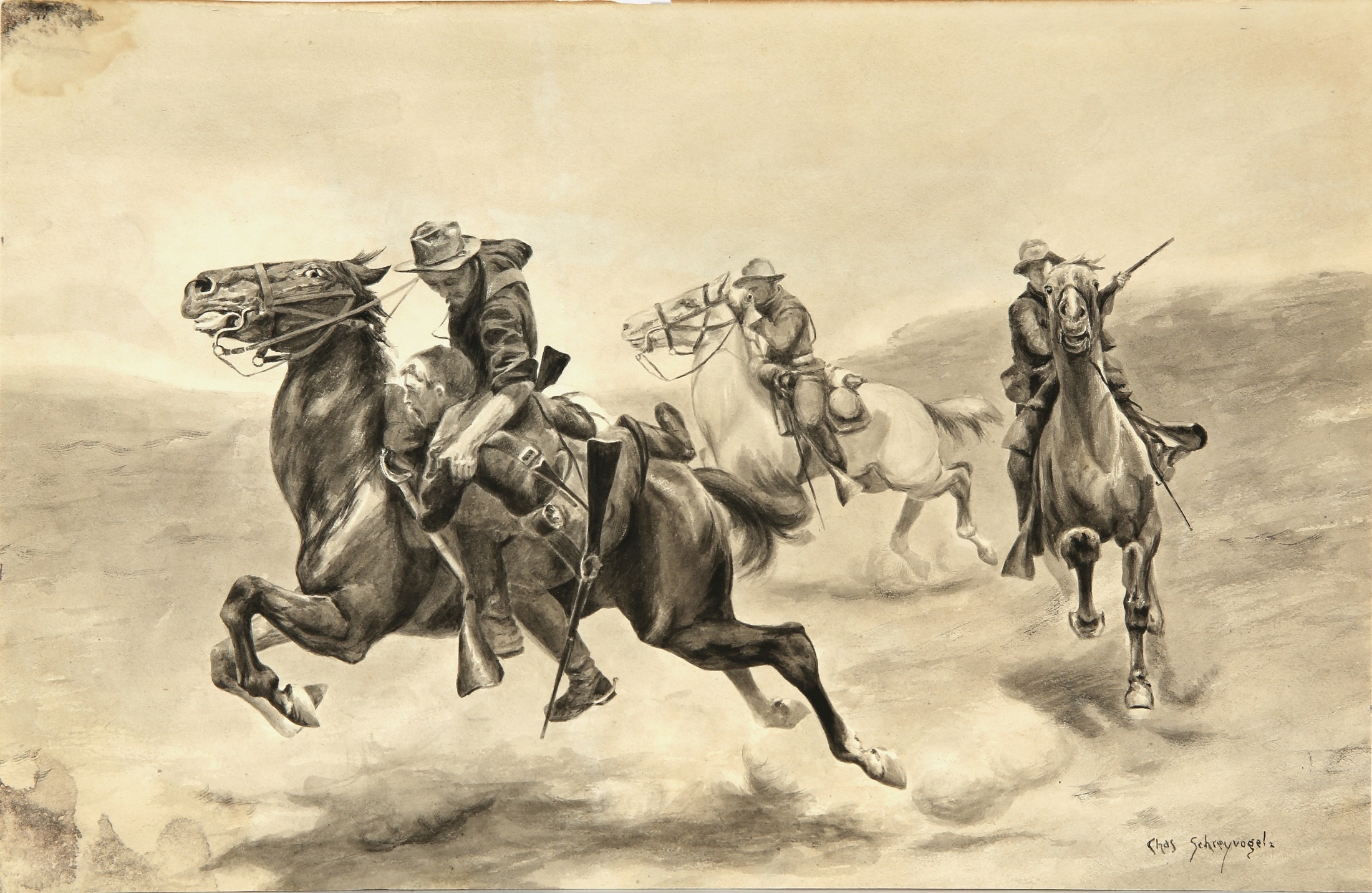 Charles Schreyvogel Preliminary Sketch for My Bunkie MutualArt