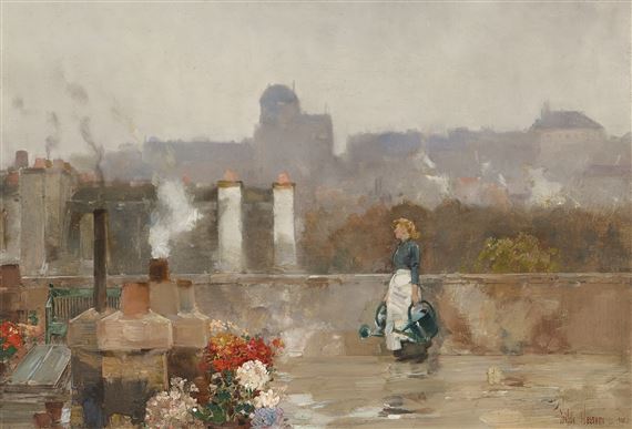 Rooftop Garden, Paris by Childe Hassam, 1888, Painted in 1888