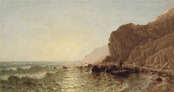 Study for 'Sunset on the Shore of No Man's Land—Bass Fishing by Sanford Robinson Gifford, 1877, Painted in 1877