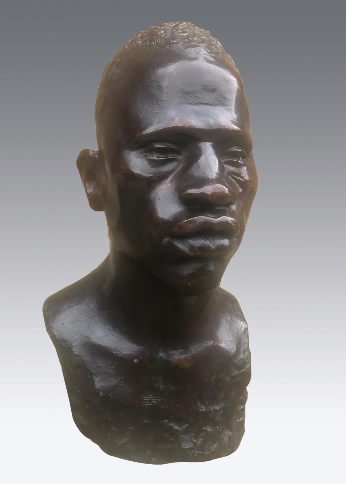 Artwork by Edith-Aimee Vlell-Noe, Buste d’Africain, Made of Bronze with brown patina nuanced