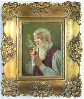 Berger F White Haired Man Lighting A Pipe Mutualart