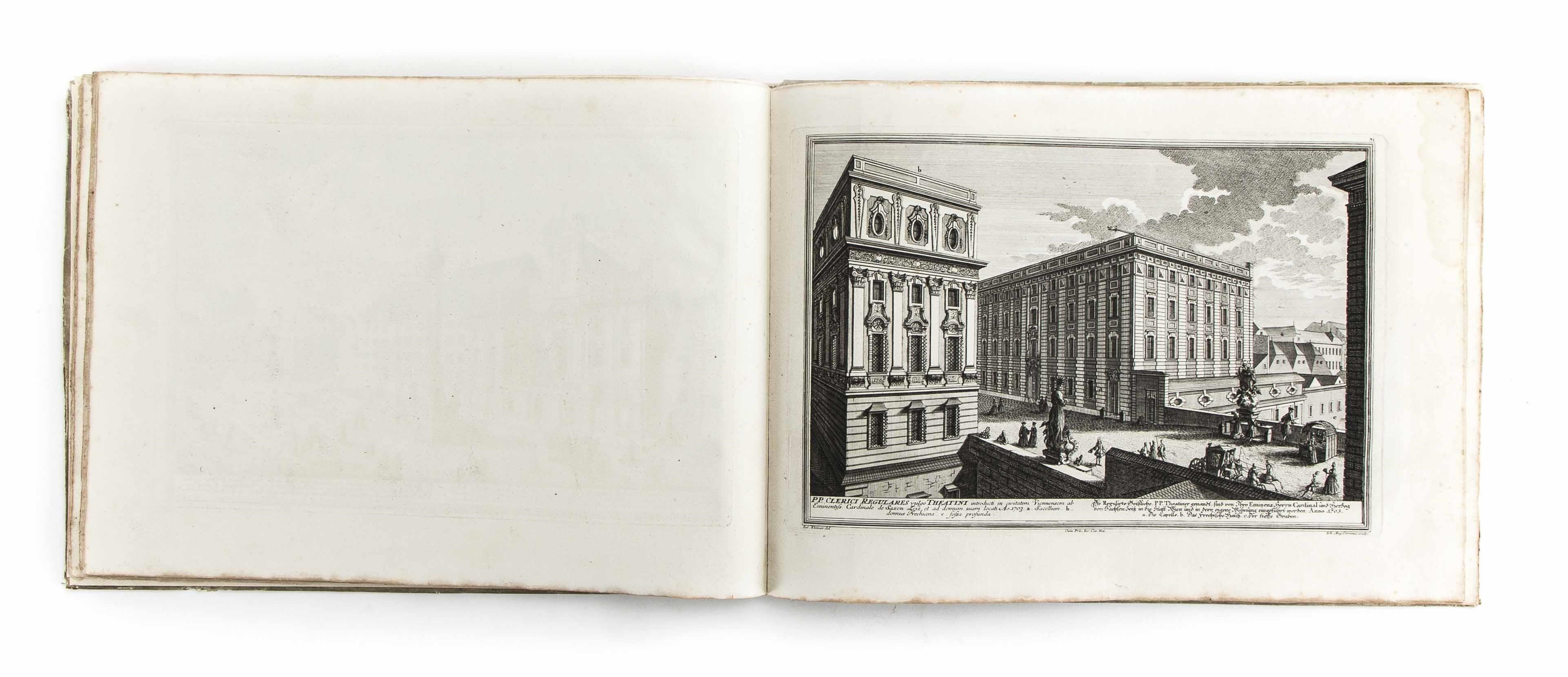 Artwork by Salomon Kleiner, Barockes Kupferstichwerk mit Darstellung der Kirchen Wiens, Made of copperplate engraving