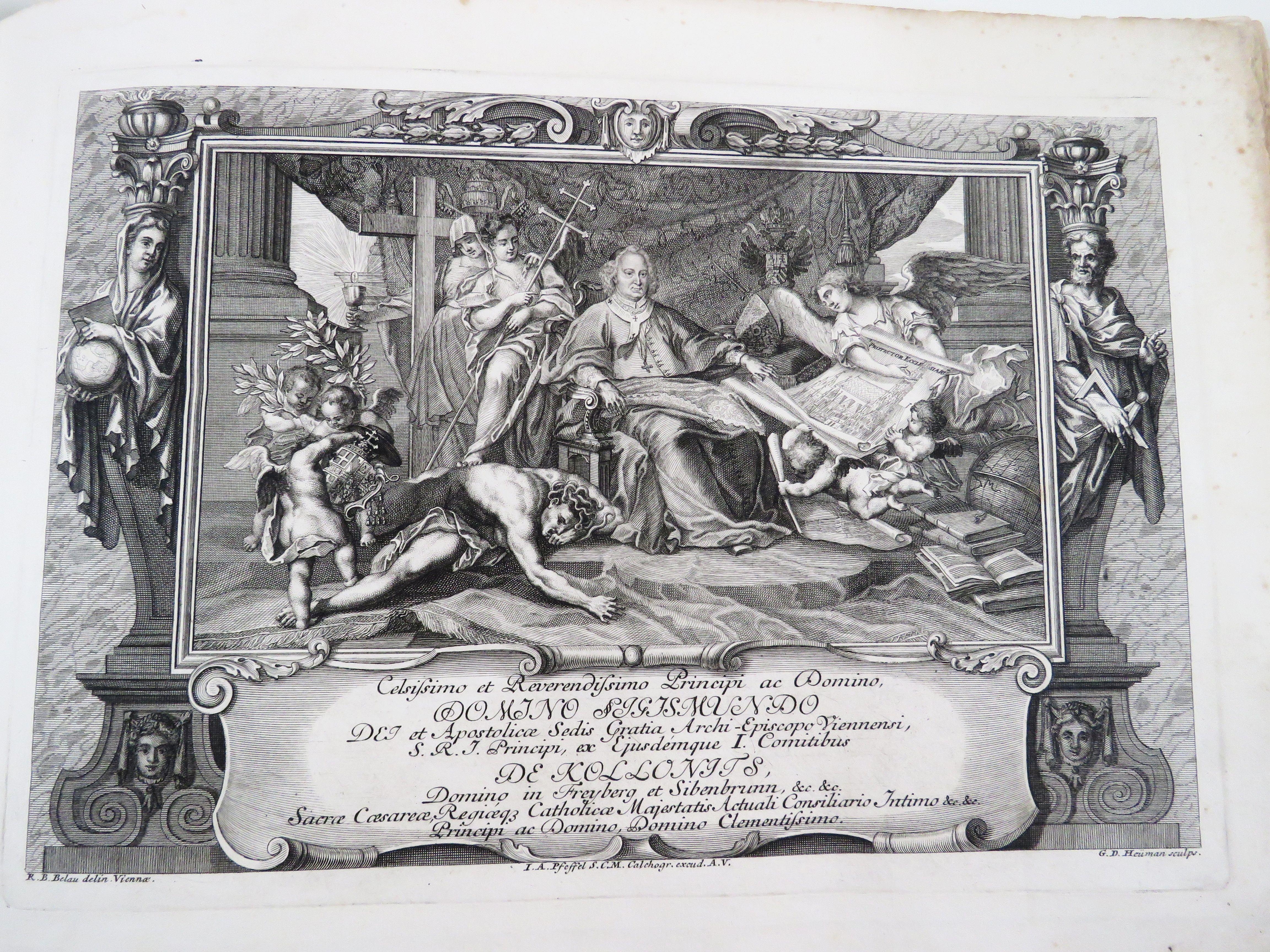 Artwork by Salomon Kleiner, Barockes Kupferstichwerk mit Darstellung der Kirchen Wiens, Made of copperplate engraving