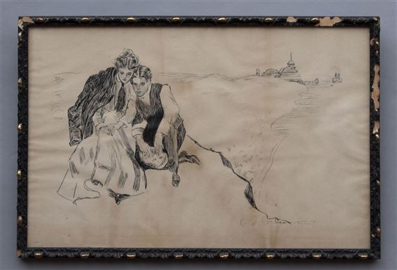 Young Couple Seated on the Shore, by Charles Dana Gibson, 1902