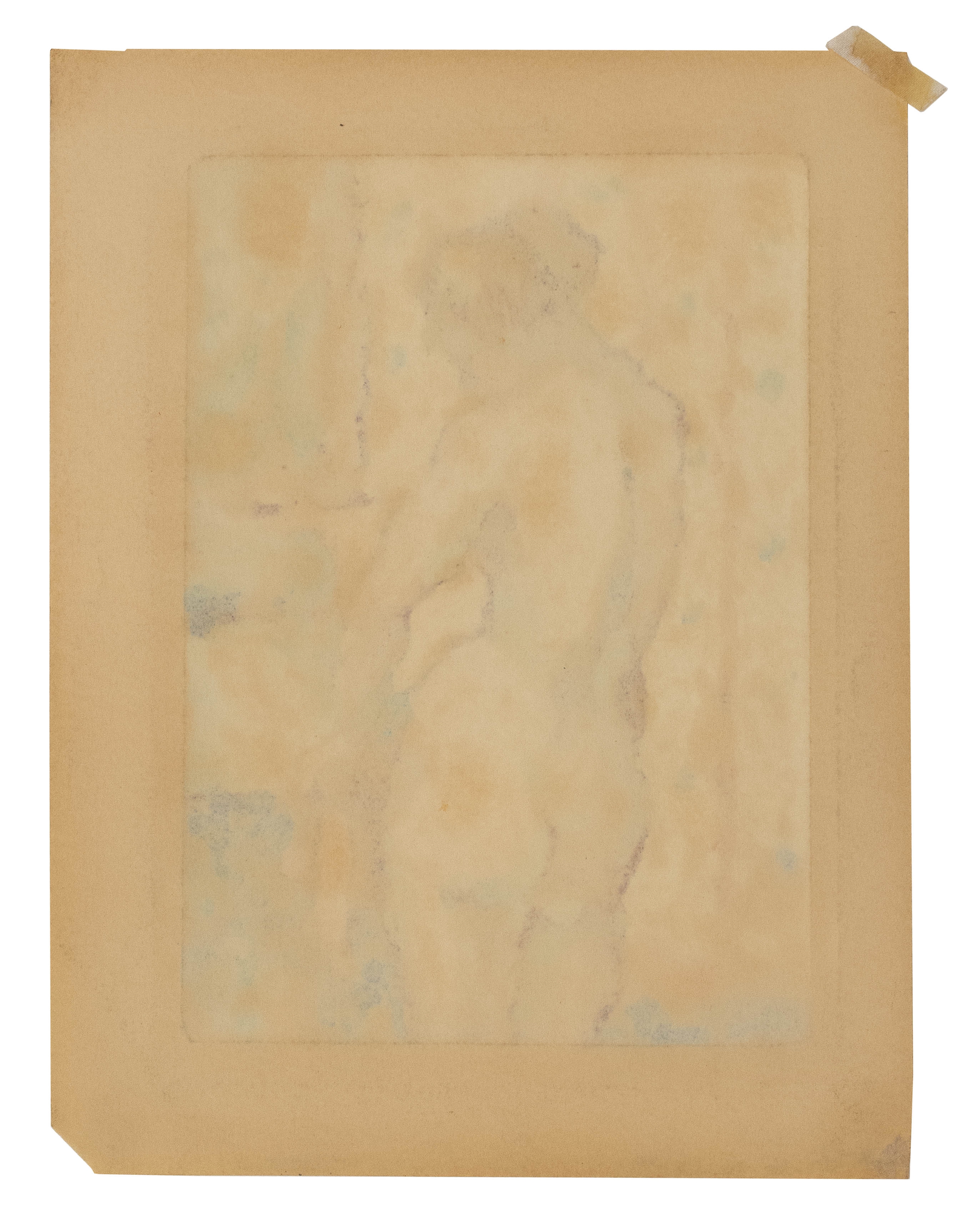 A pastel study of a nude figure drying themselves by a window.