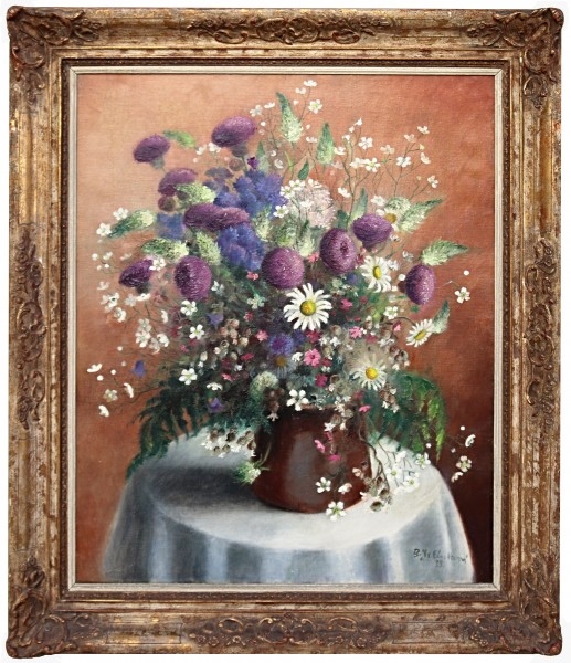 Artwork by Božena Jelínková-Jirásková, Bouquet in a vase, Made of oil, canvas