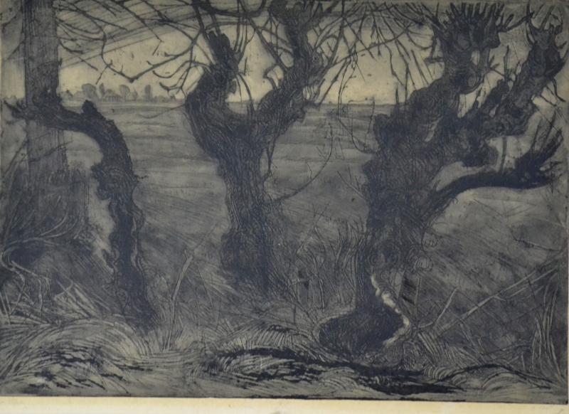 Artwork by Johan Dijkstra, landschap Oostum, Made of etching