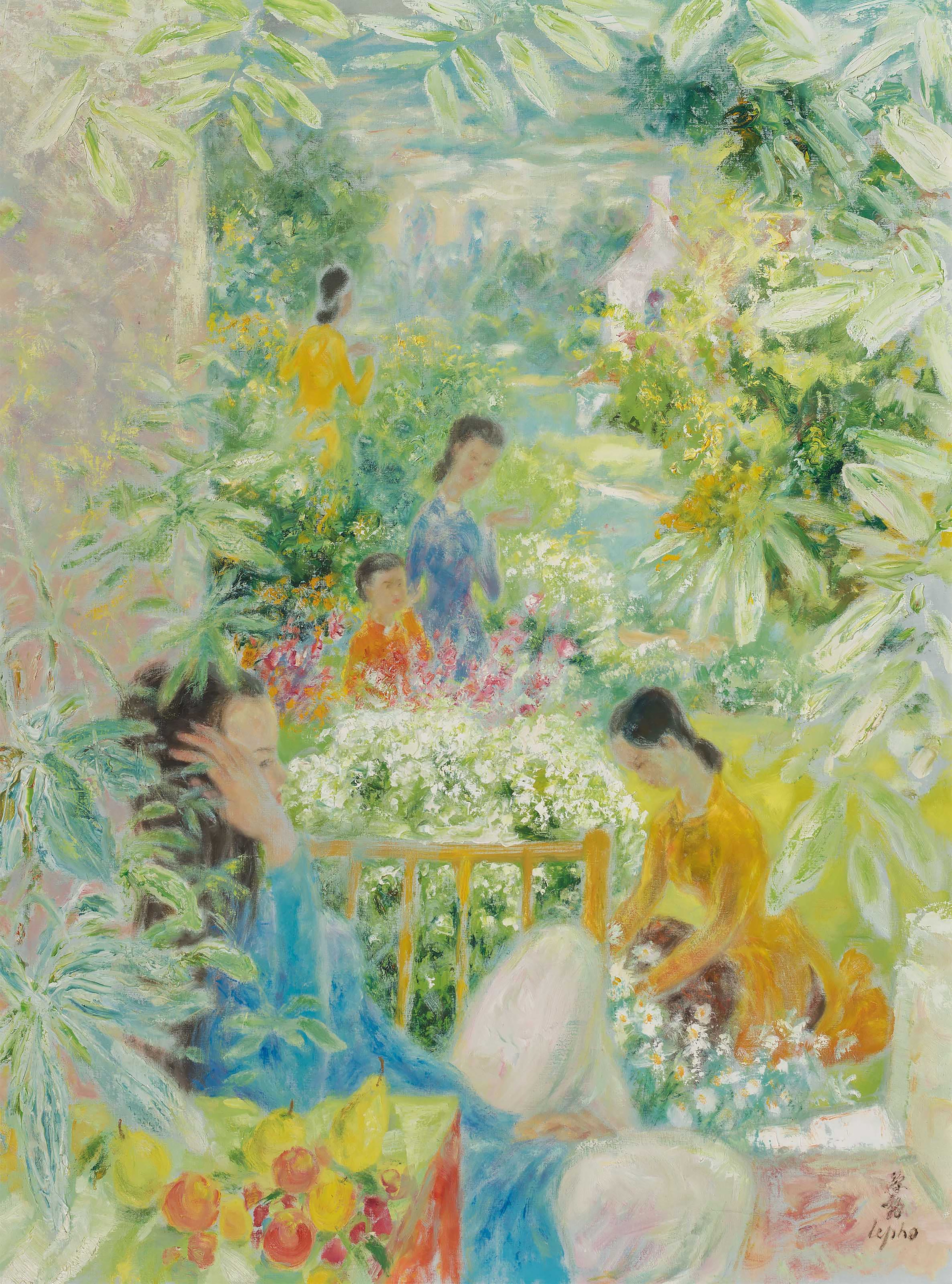 Artwork by Lê Phổ, Le printemps (Spring), Made of oil on canvas
