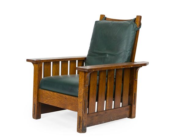 Gustav Stickley Morris Chair No, Stickley Leather Chair