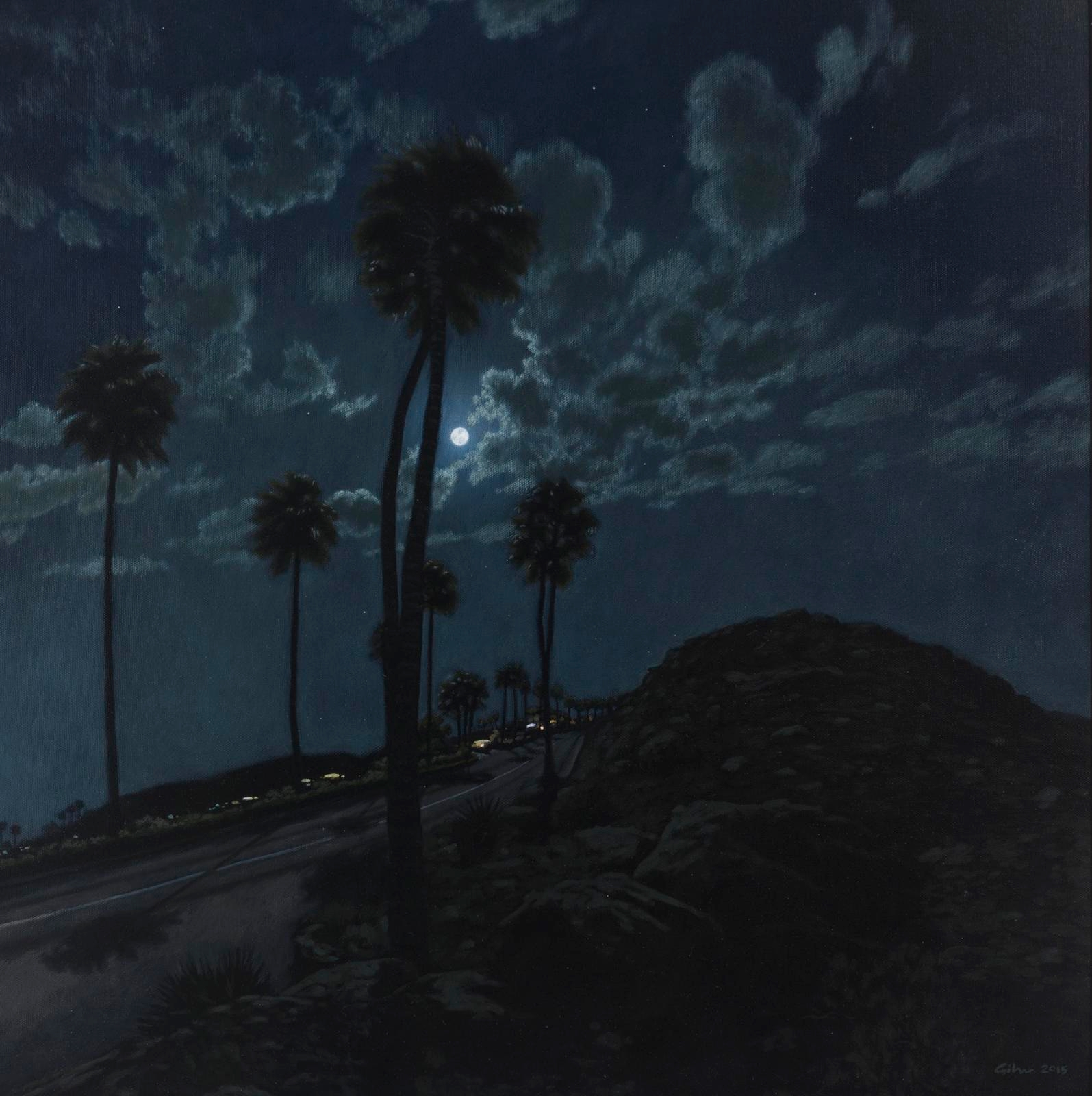 Artwork by Bradley W. Giles, Moonlight on Southridge Drive, Made of Oil on canvas