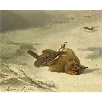 Erfrorenes Wintergoldhähnchen im Schnee - Claudius Popelin