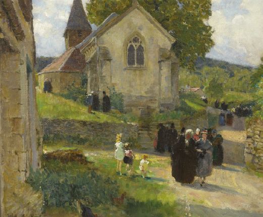 Alphonse Quizet【A la Sortie de l'Eglise】 Quizet, Alphonse Léon