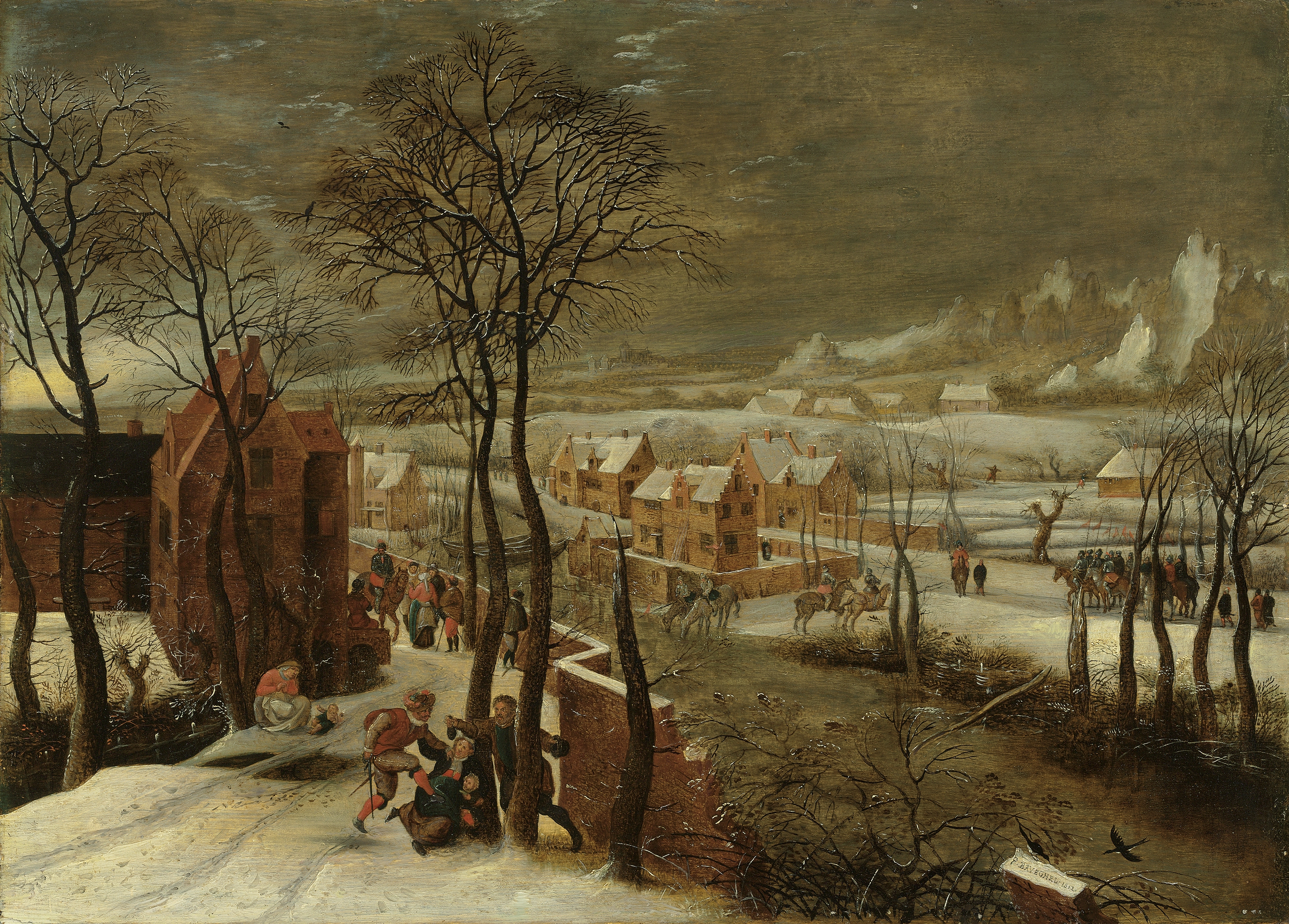 Winter landscape by Pieter Brueghel the Younger, 1612