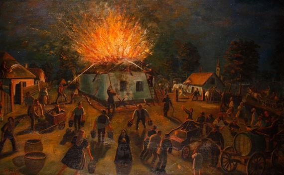 Burning House... by Elek Gyori, 1947