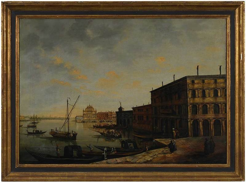 Artwork by Canaletto, The Punta della Dogana with the Island of San Giorgio Maggiore Beyond, Made of oil on canvas