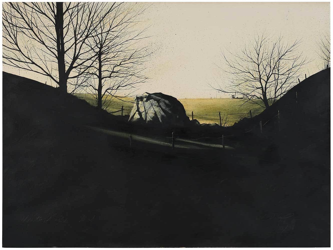 Artwork by William Dunlap, Winter Light-Late, Made of oil on paper
