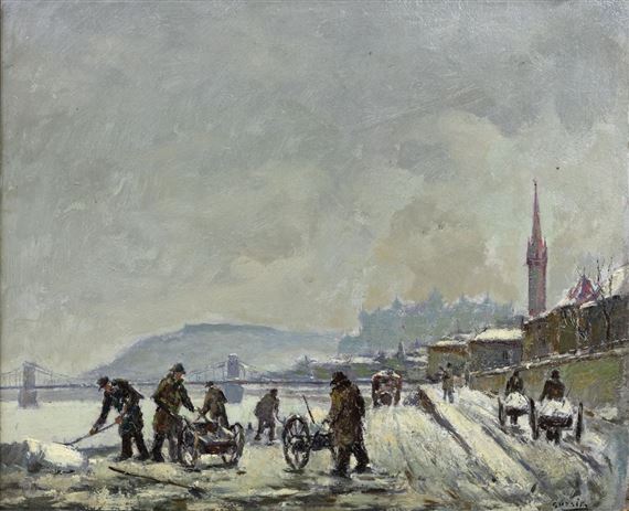 Vue de Budapest Enneigée by Ödön Guzsik