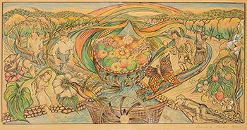 Acequia Madre Mural Study - Federico Vigil