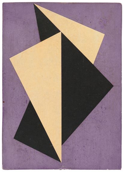  Räumliche Faltung schwarzweiß vor violett by Hermann Glöckner, 1967-1969
