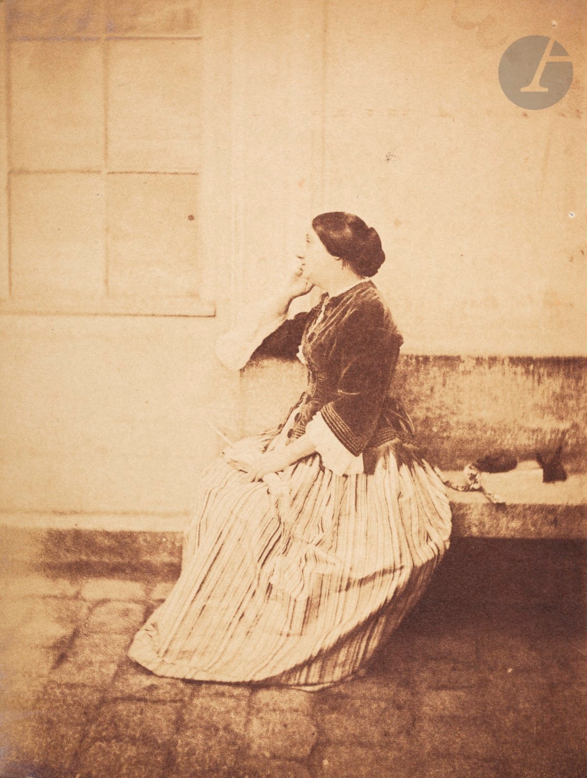 Two Works: Femme assise au 21 quai de Bourbon by Charles Nègre, circa 1852