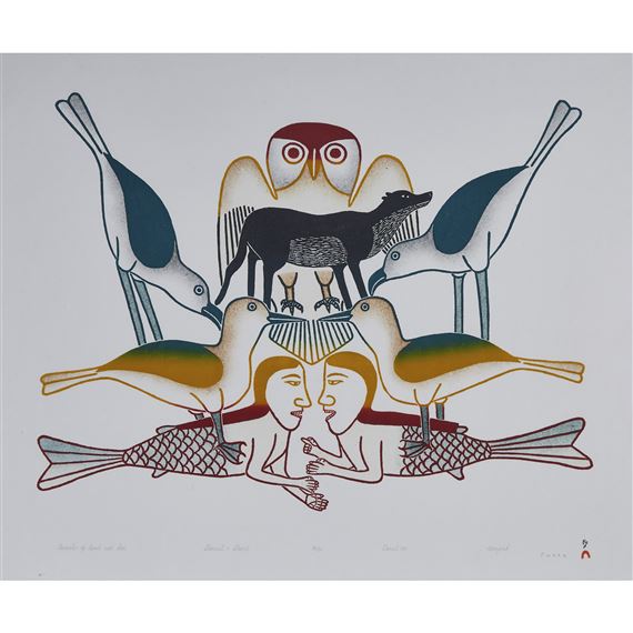 ANIMALS OF LAND AND SEA by Kenojuak Ashevak, 1991