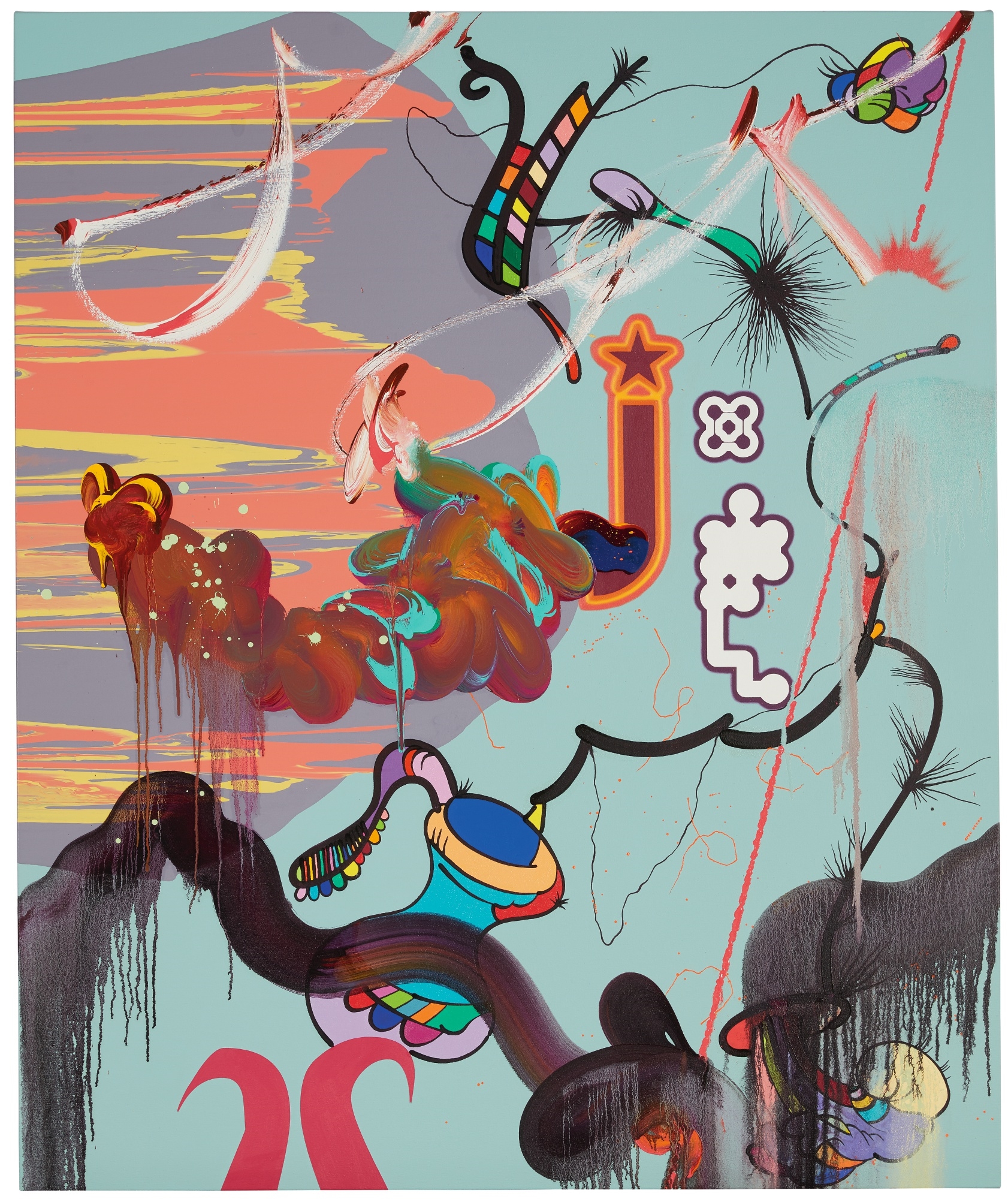 Artwork by Fiona Rae, OH! I DON'T LIKE THEM, Made of oil and acrylic on canvas