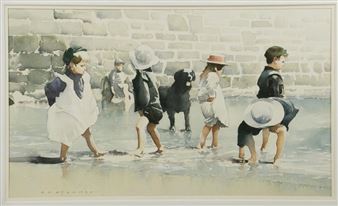 Four Young Gentlemen, two Young Ladies and One Black Dog - Peter J. Ashmore