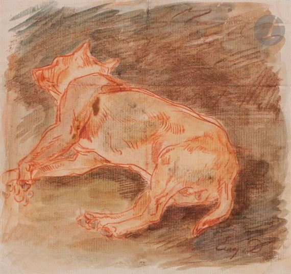 Etude de chien couché by Eugène Delacroix