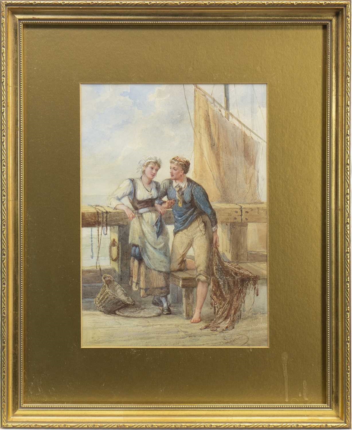 Artwork by Arthur Durand, YOUNG COUPLE OF A PIER, Made of watercolour on paper