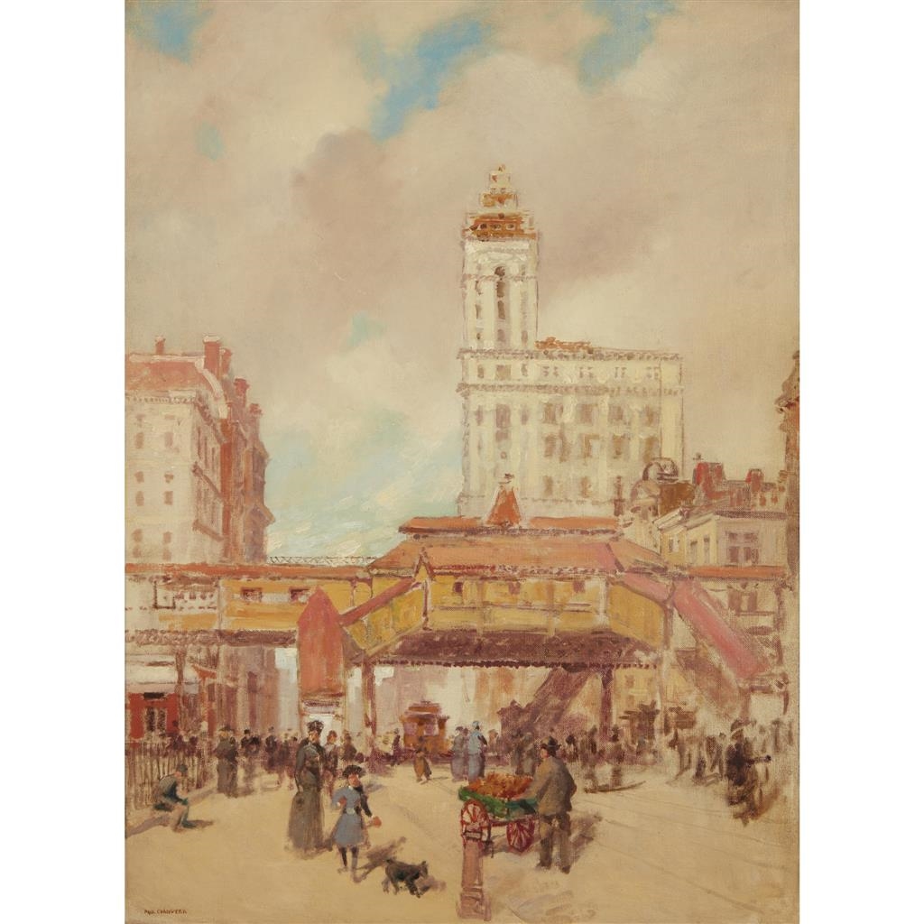 Artwork by Paul Cornoyer, Third Avenue, New York, Made of oil on canvas
